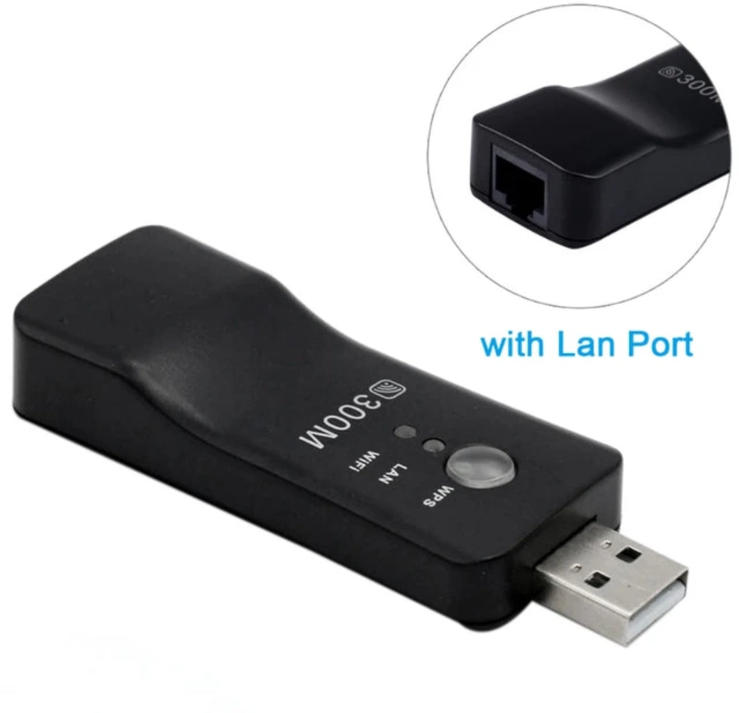 USB WiFi Dongle Adapter 300Mbps Universal Wireless Receiver RJ45 WPS&nbsp;